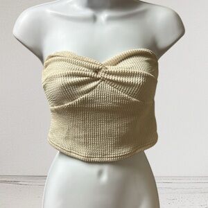 Cream Strapless Knitted Tube Top